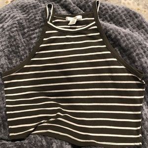 LARGE-MEDIUM green and white striped cropped top
